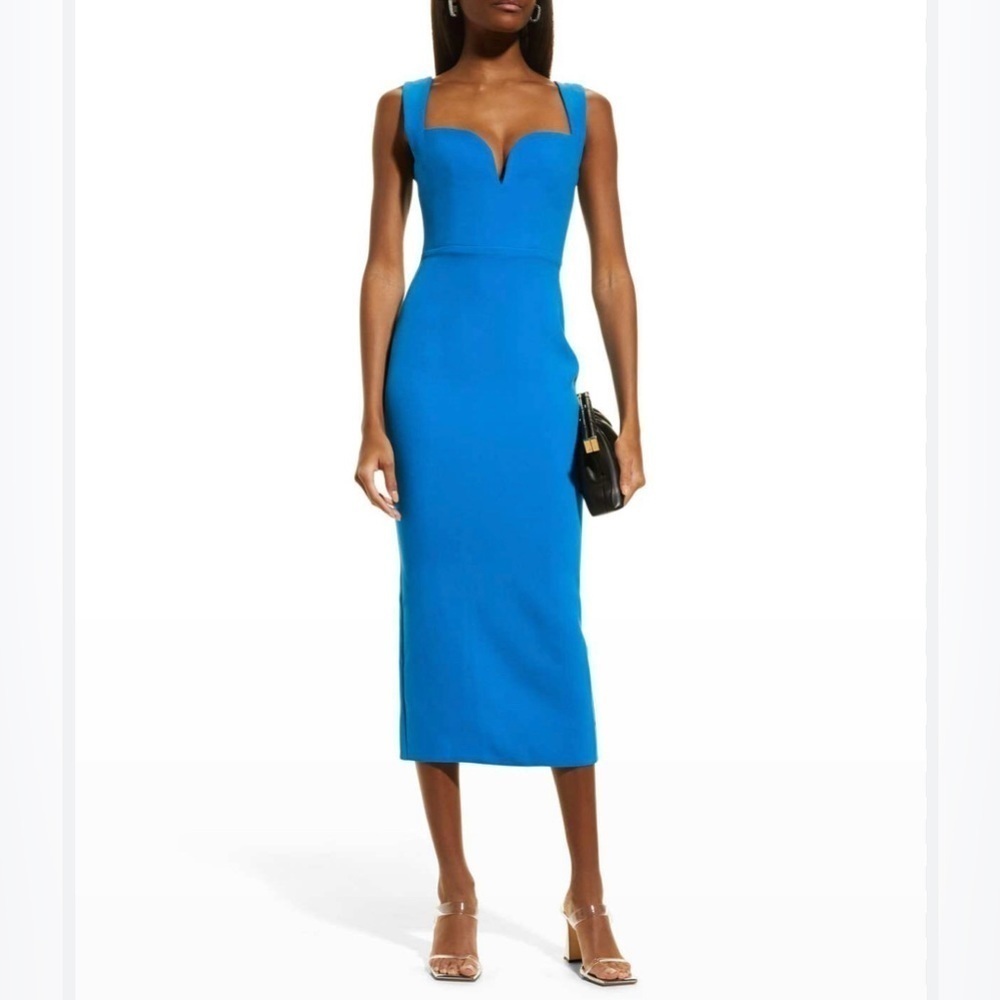 Alex Perry Bright Blue Square-Neck Midi Dress